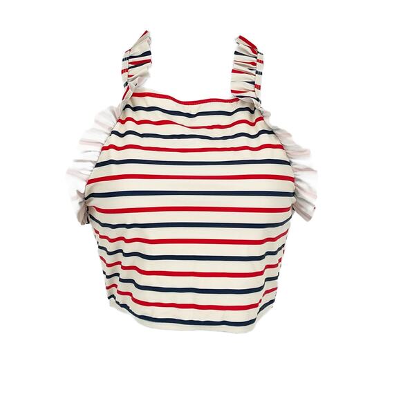 Swimsuit Ruffle Shoulder Tankini Top in Red, White and Blue Size Medium - Picture 3 of 5